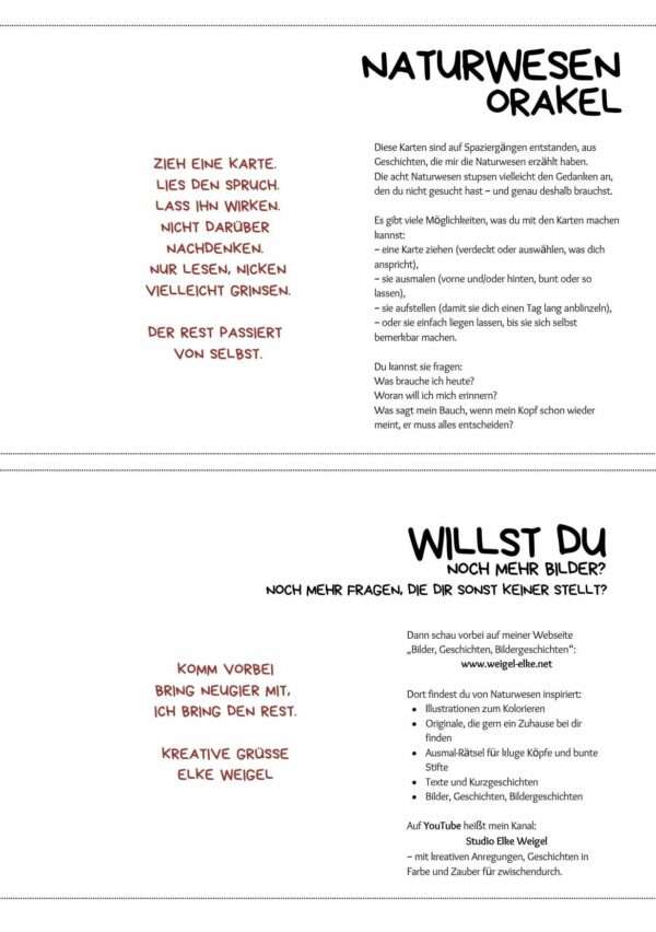 Naturwesen–Orakelkarten-Set – 8 Karten – selber kollorieren – Bild 6