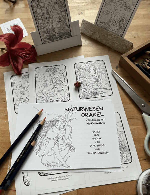 Naturwesen–Orakelkarten-Set – 8 Karten – selber kollorieren