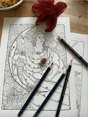 Eulenfrau – Ausmalbild