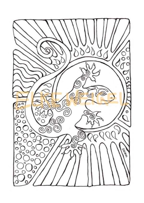 Eidechse mit Spiralmuster – Ausmalbild – Bild 2