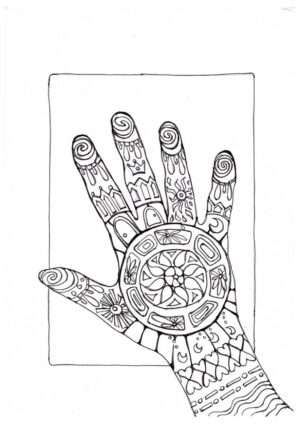 Hand mit Mandalamuster